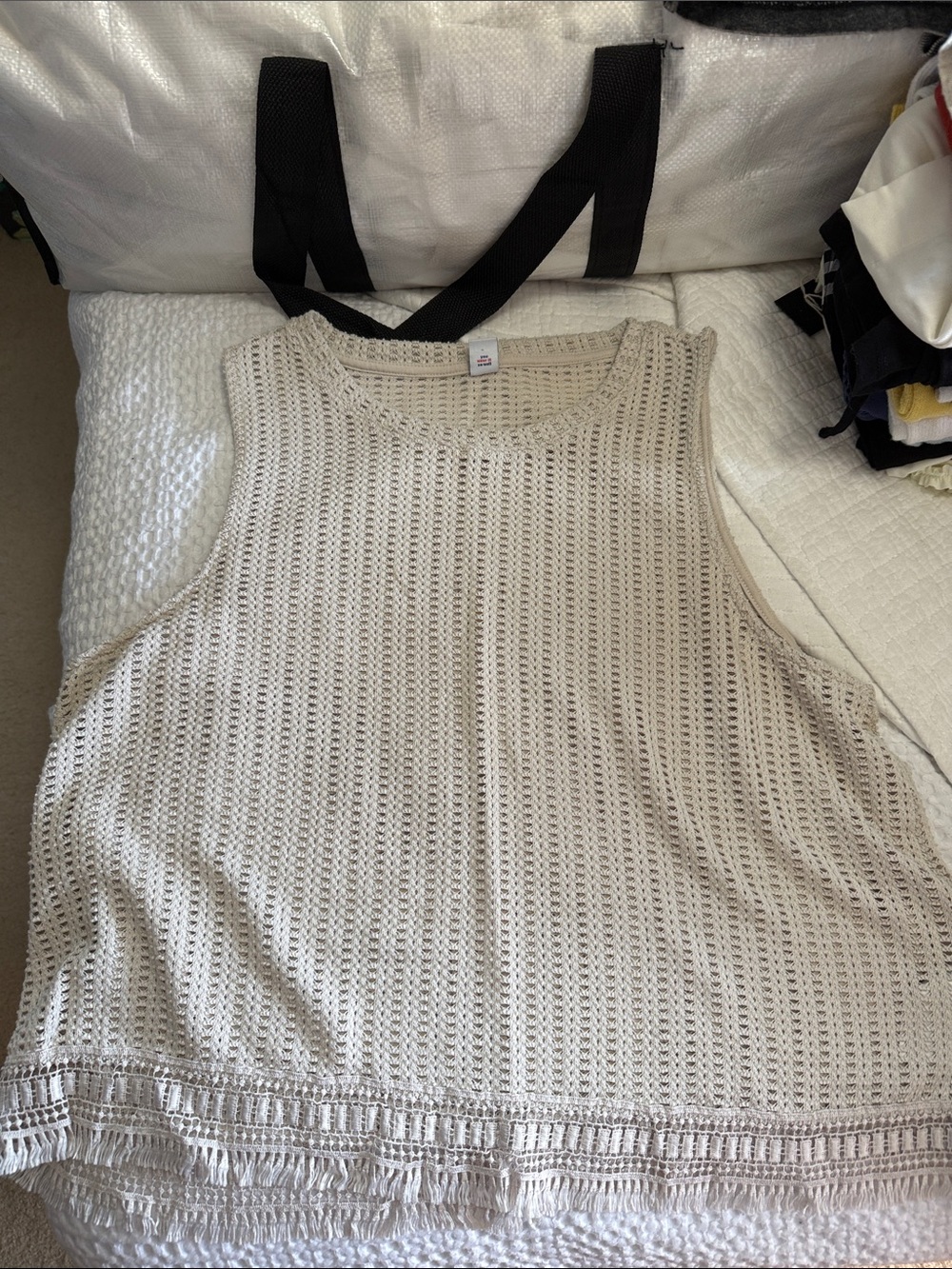 Old Navy Cream Crochet Tank Top